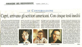 Capri, arrivano gli scrittori americani. Con cinque testi inediti
